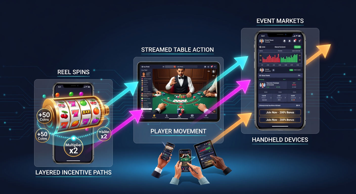 Mobile Casino App mit gestaffelten Anreizen für Walzen, Tischspiele und Events