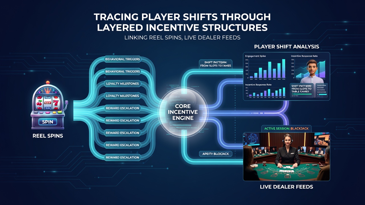 Visualisierung von Übergängen zwischen Walzen, Live-Dealer und Sportwetten über Anreizschichten